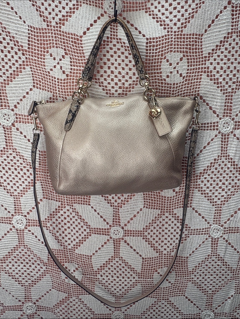 Coach Small Kelsey Metallic Leather Satchel F55514